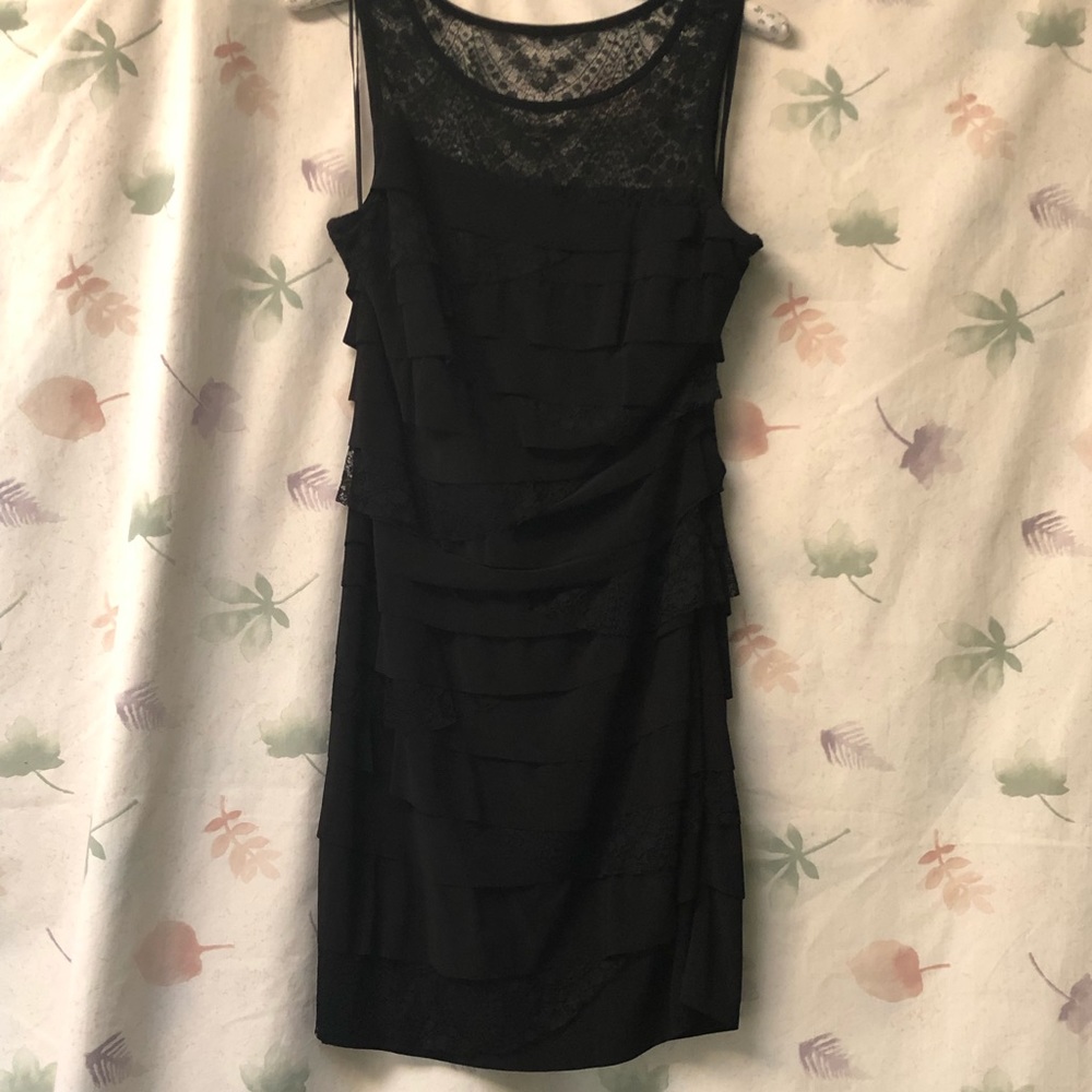 Nine West Black Ruffle Cocktail Dress